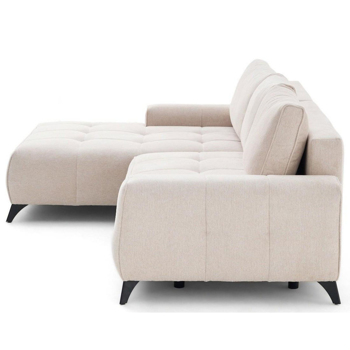 BEST MOBILIER Rimini - canapé d'angle gauche 4 places convertible avec coffre en tissu texturé
