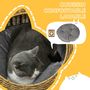 Voir la diapositive 4 : PAWHUT Niche pour chat lit pour chat panier de chat en résine tressée imitation rotin coussin doux déhoussable Ø 50 x 31H cm marron clair