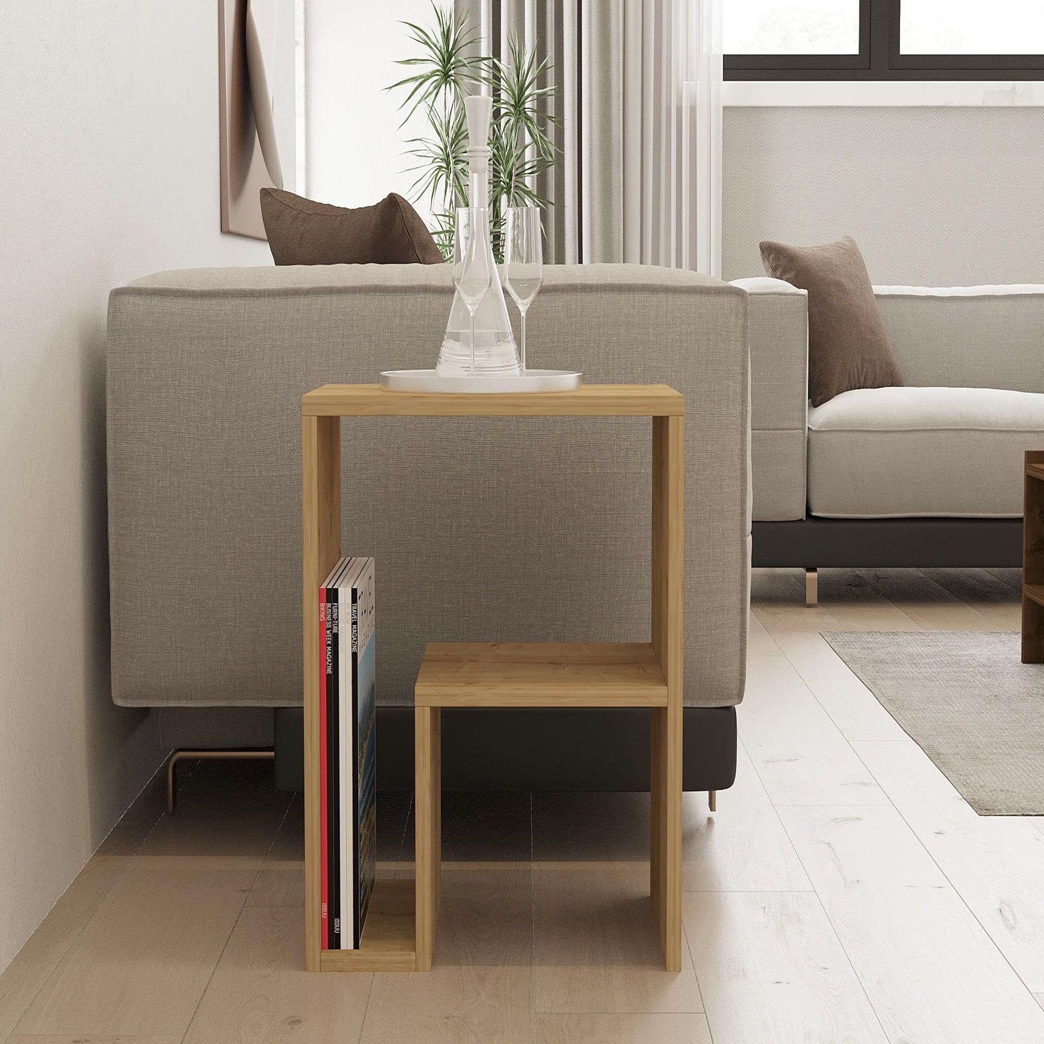 Voir la diapositive 3 : Habitat et Jardin Table d'appoint en bois  yepa  - 45 x 29 x 51 cm - chêne saphir