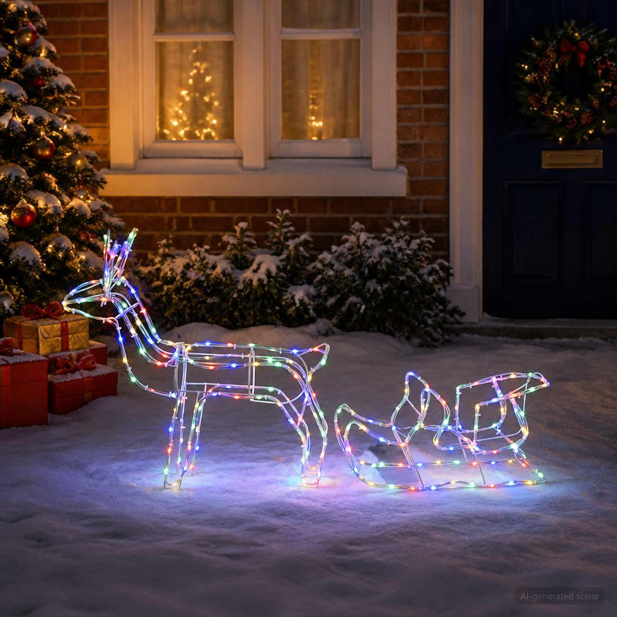 Voir la diapositive 4 : VIDAXL Decoration de Noël en renne et traîneau LOVIISA 240 LED