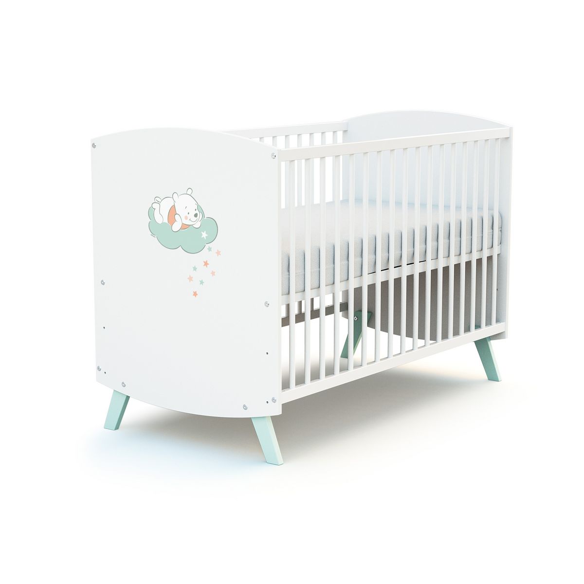 AT4 Lit bébé 60x120 cm WINNIE NUAGE DISNEY Blanc