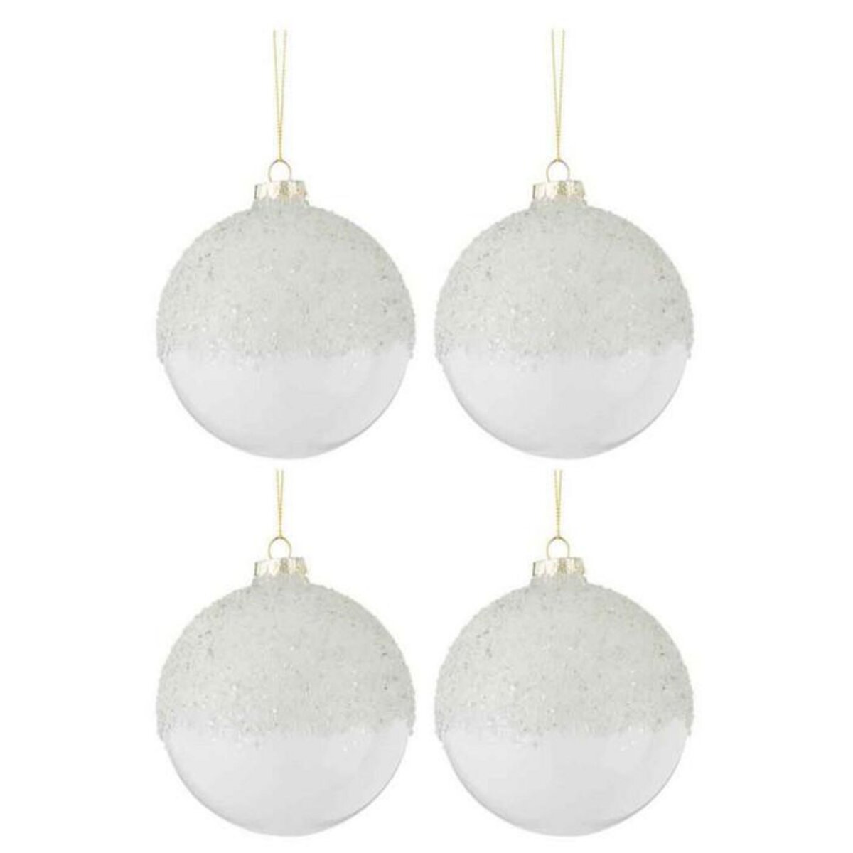 Paris Prix Lot de 4 Boules de Noël  Givre  10cm Blanc
