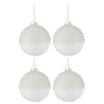 Paris Prix Lot de 4 Boules de Noël  Givre  10cm Blanc