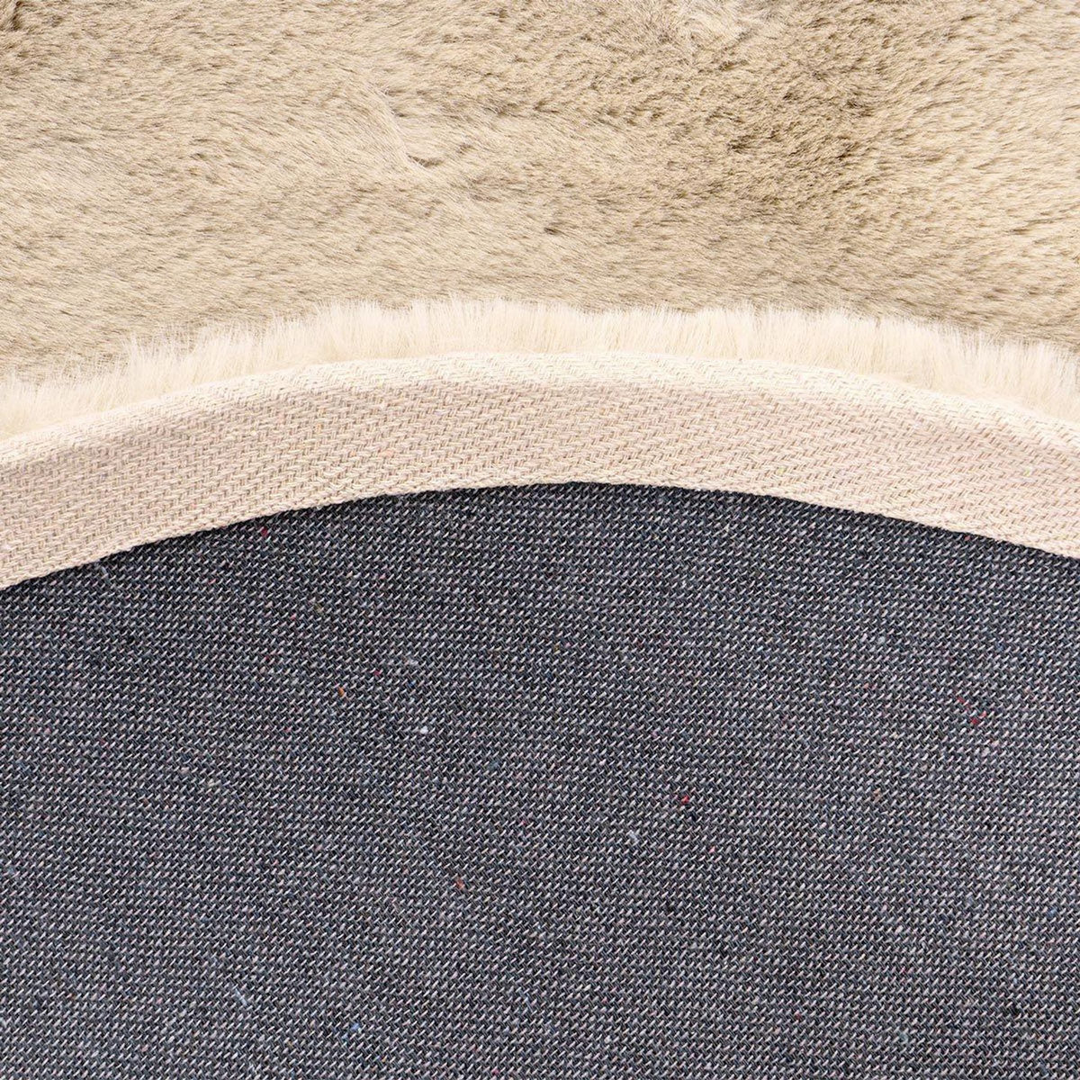 Paris Prix Tapis Uni Rond Doux à Poils Longs  Rabbit  Ivoire