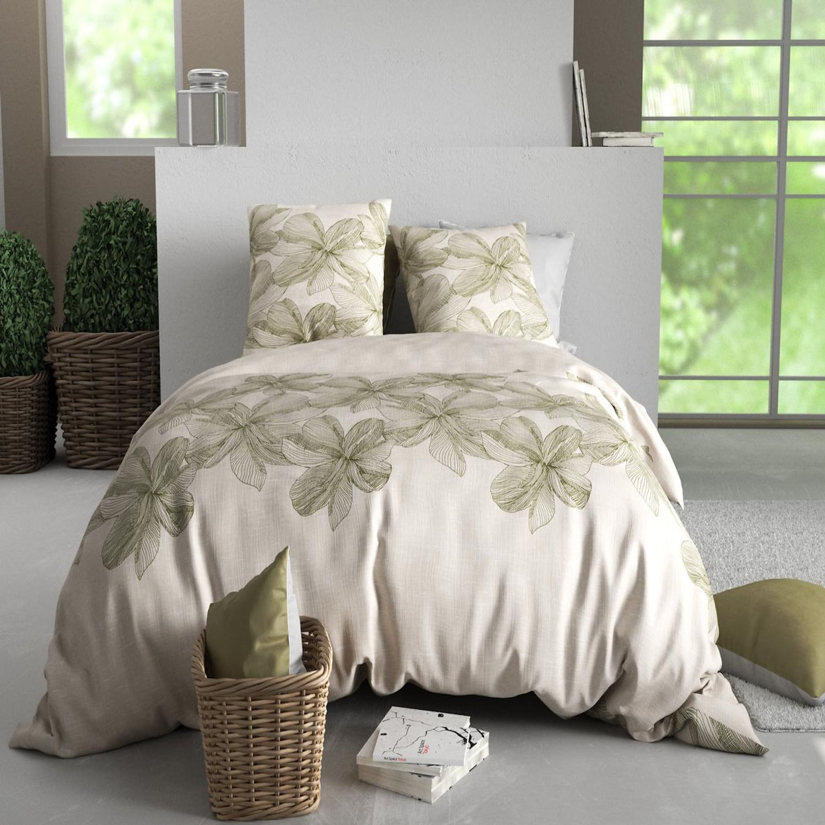 ATELIER DU COTON Parure housse de couette imprimée 100% coton 57fils MILA