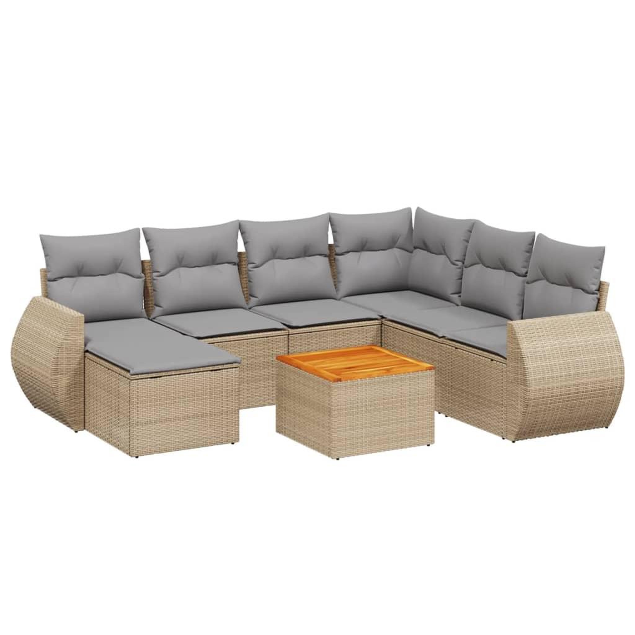 Voir la diapositive 2 : VIDAXL Salon de jardin avec coussins 8 pcs beige resine tressee