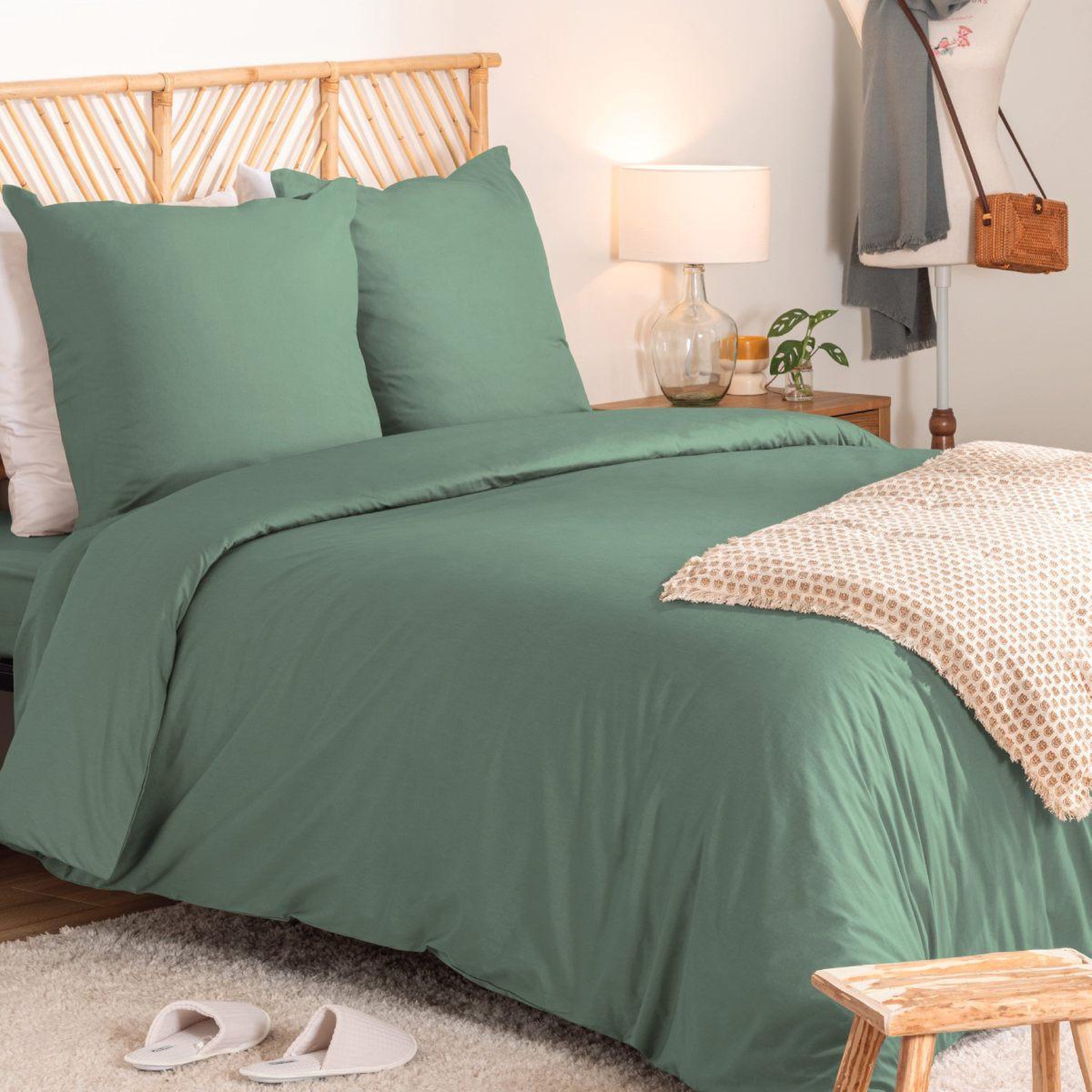 ATMOSPHERA Parure de lit 3 pièces  percale  240x220cm tilleul