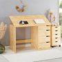 Voir la diapositive 2 : IDIMEX Bureau enfant EMMA, en pin massif, 4 tiroirs et plateau inclinable