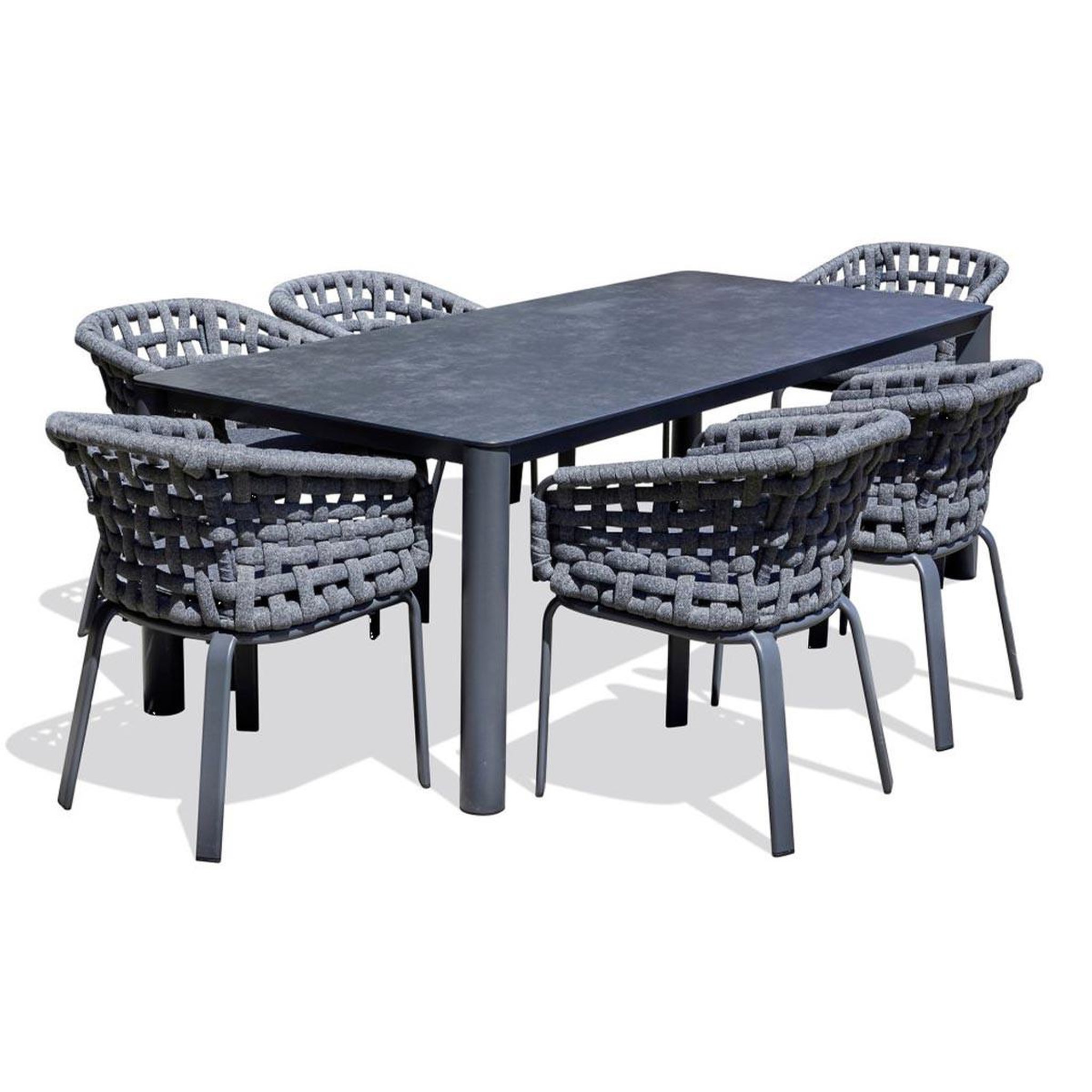 Paris Prix Ensemble Table de Jardin en Céramique & 6 Fauteuils  Camargue  220cm Gris Anthracite