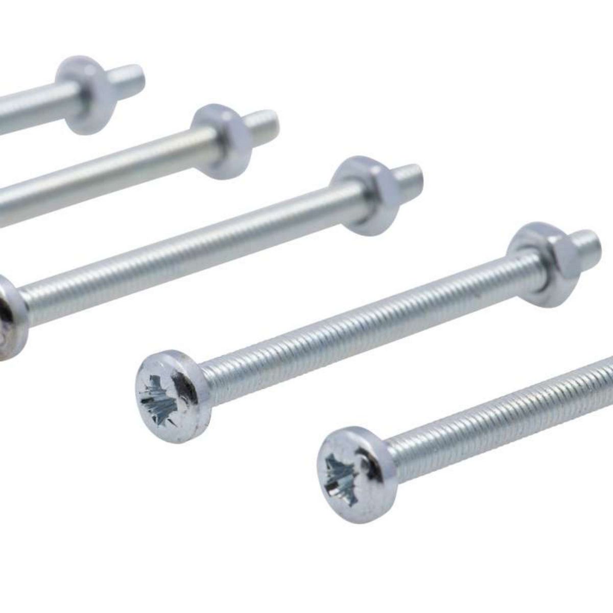  Vis à métaux zinguée tête cylindrique bombée PZ cruciforme Vissal Ø 6x50 mm  lot de 6 vis+écrou