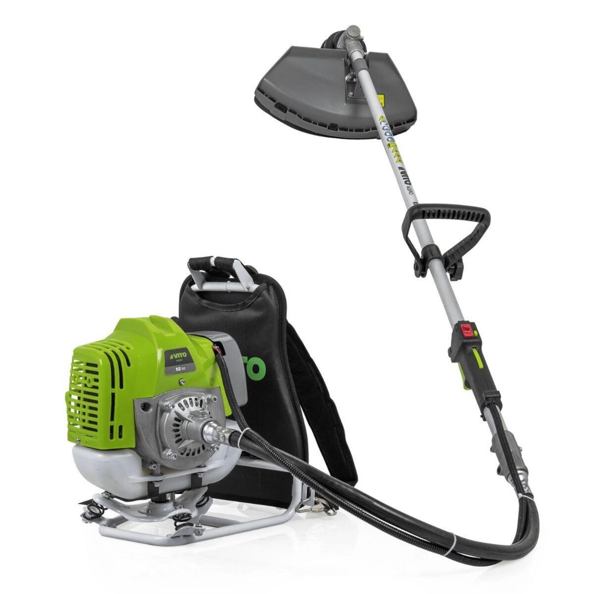 VITO Débroussailleuse Thermique essence 52cm³ Coupe 25cm avec Lame et fil nylon Grande Autonomie 1h30 VITO