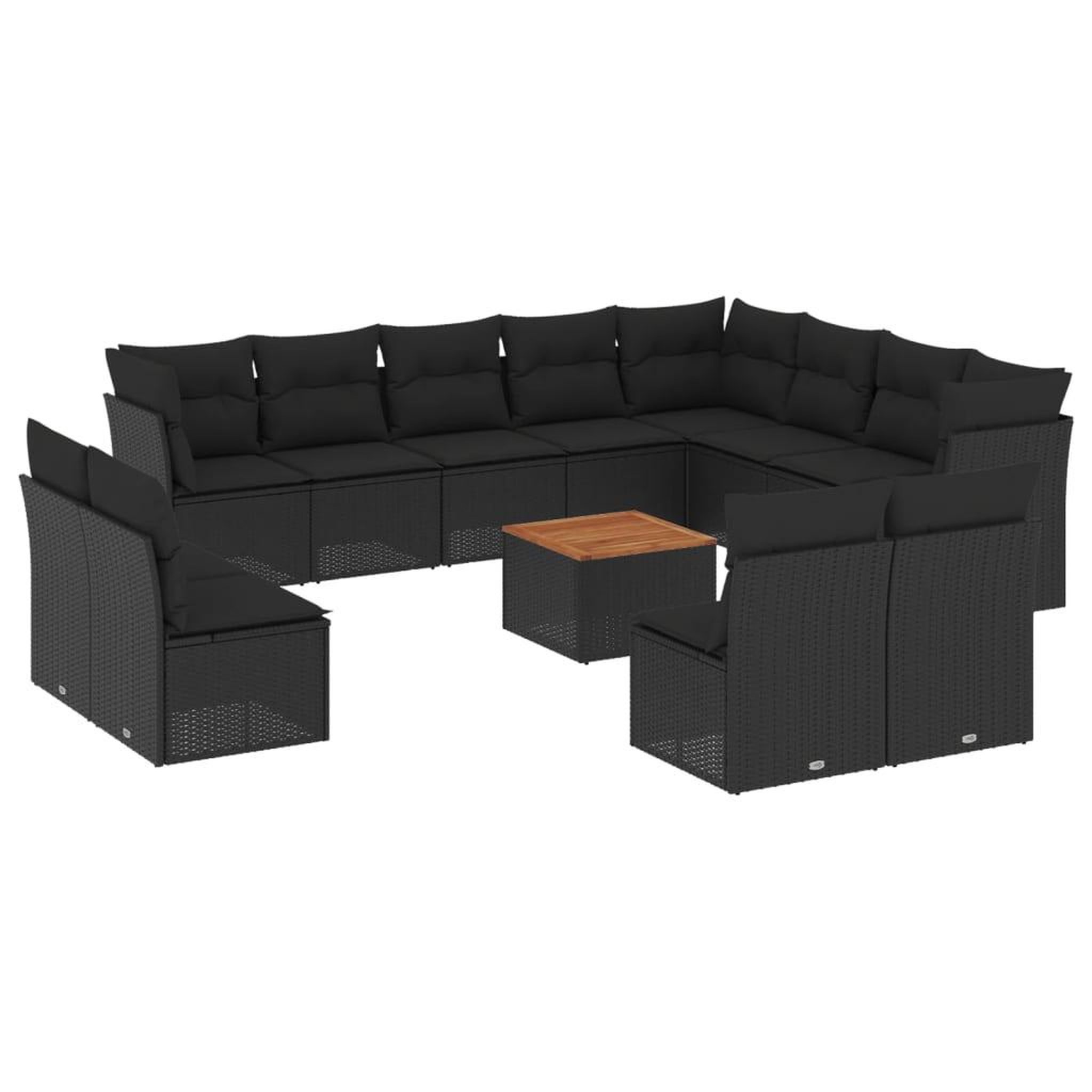 Voir la diapositive 2 : VIDAXL Salon de jardin avec coussins 13 pcs noir resine tressee