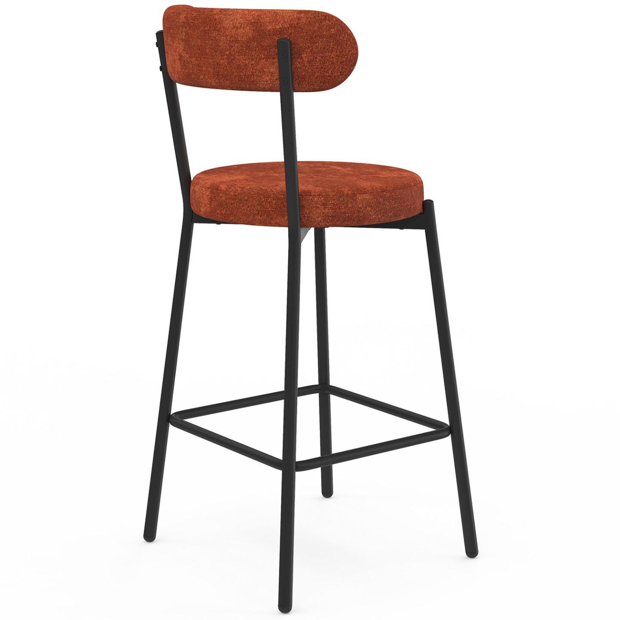 Voir la diapositive 4 : ID MARKET Lot de 4 tabourets de bar miki dossier incurvé en tissu chenille terracotta pieds en métal noir