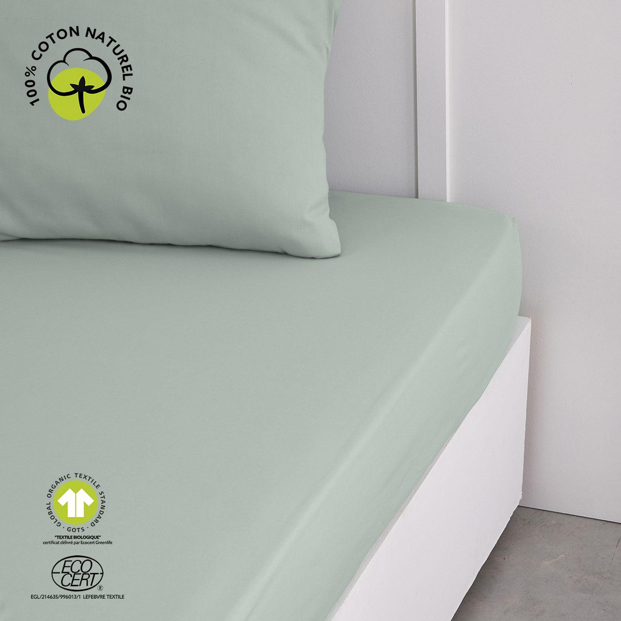 Voir la diapositive 2 : Today Drap housse 2 places - 100% coton BIO