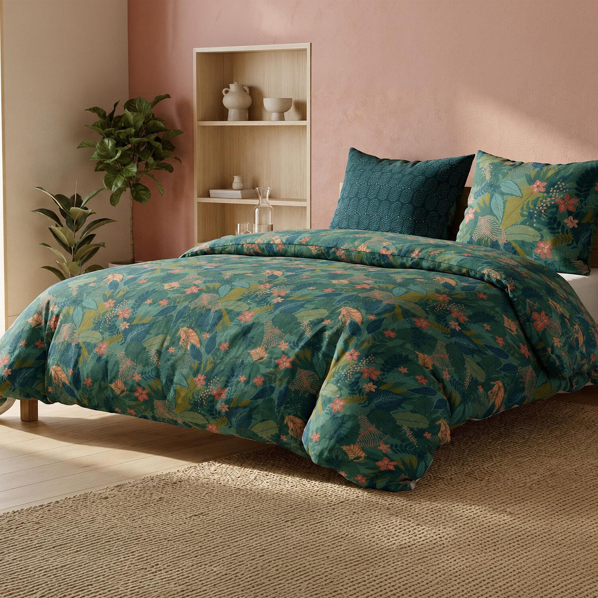 Voir la diapositive 2 : ATELIER DU COTON Parure housse de couette 2pcs 100%coton 57fils zania