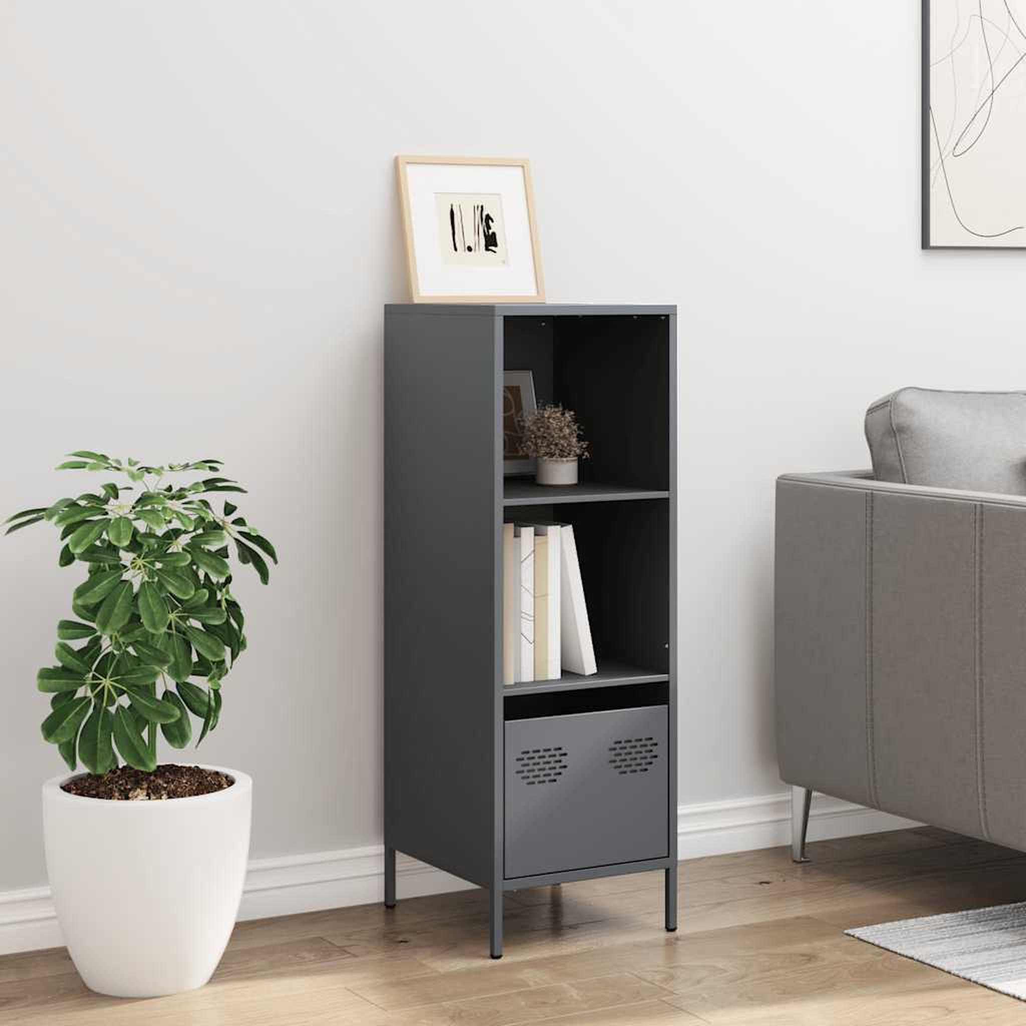 Voir la diapositive 3 : VIDAXL Buffet haut anthracite 35x39x103,5 cm acier