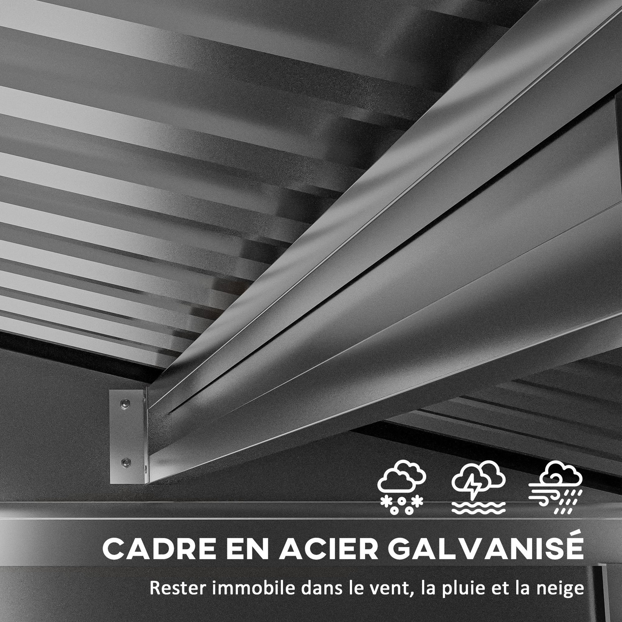 Voir la diapositive 5 : OUTSUNNY Abri de jardin cabanon dim. 190L x 131l x 188H cm porte verrouillable ventilations tôle acier ondulé marron
