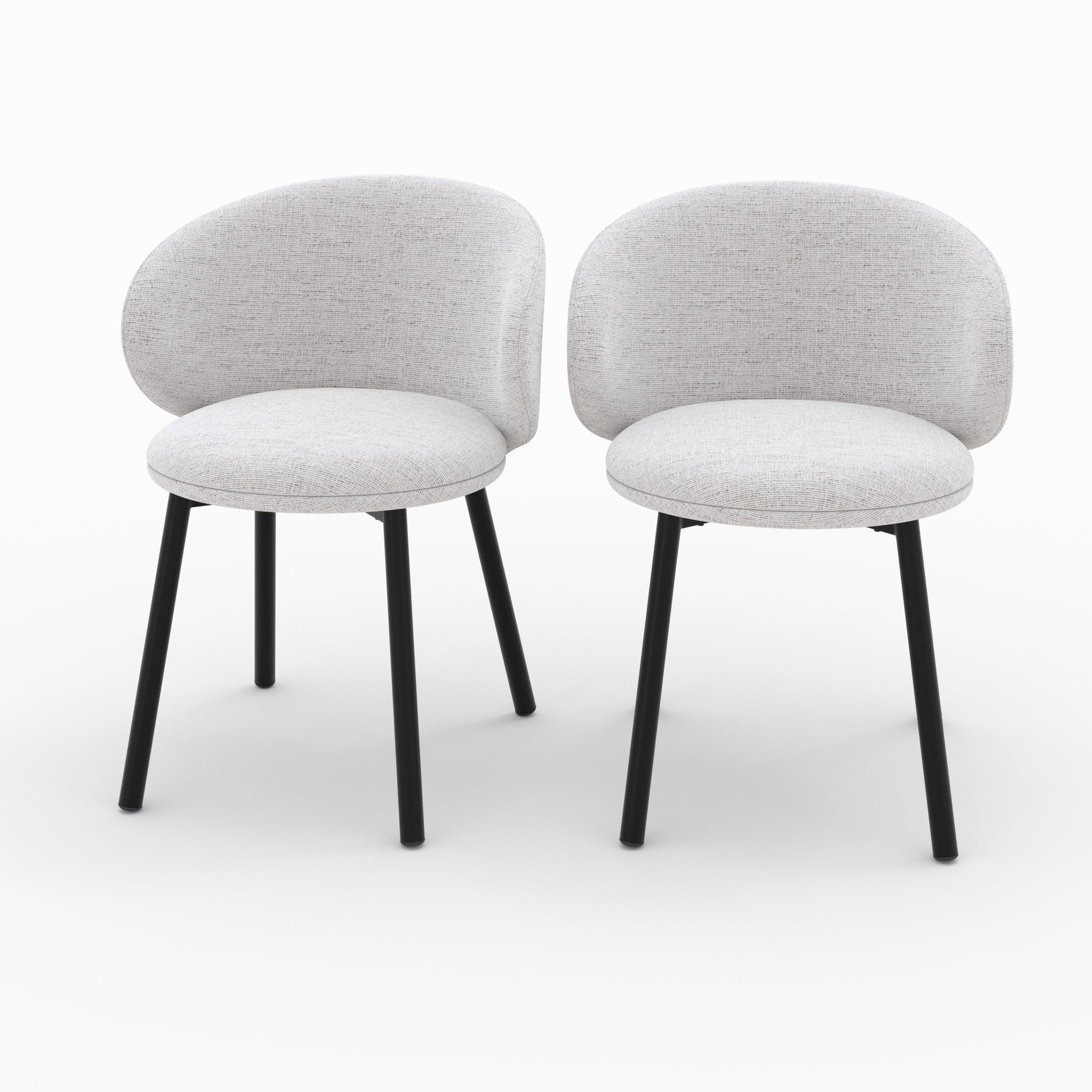 MAISON PAVANE Lot de 2 chaises en tissu gris clair chiné et pieds noirs-cécilia