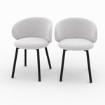 MAISON PAVANE Lot de 2 chaises en tissu gris clair chiné et pieds noirs-Cécilia