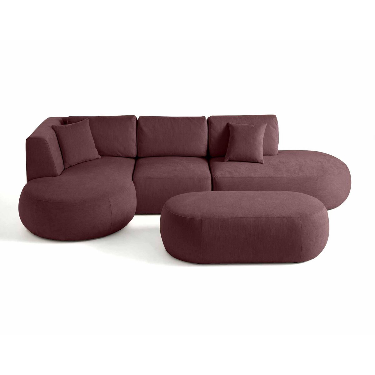 LISA DESIGN Santorini - canapé modulable d'angle gauche + pouf - 5 places - en tissu texturé