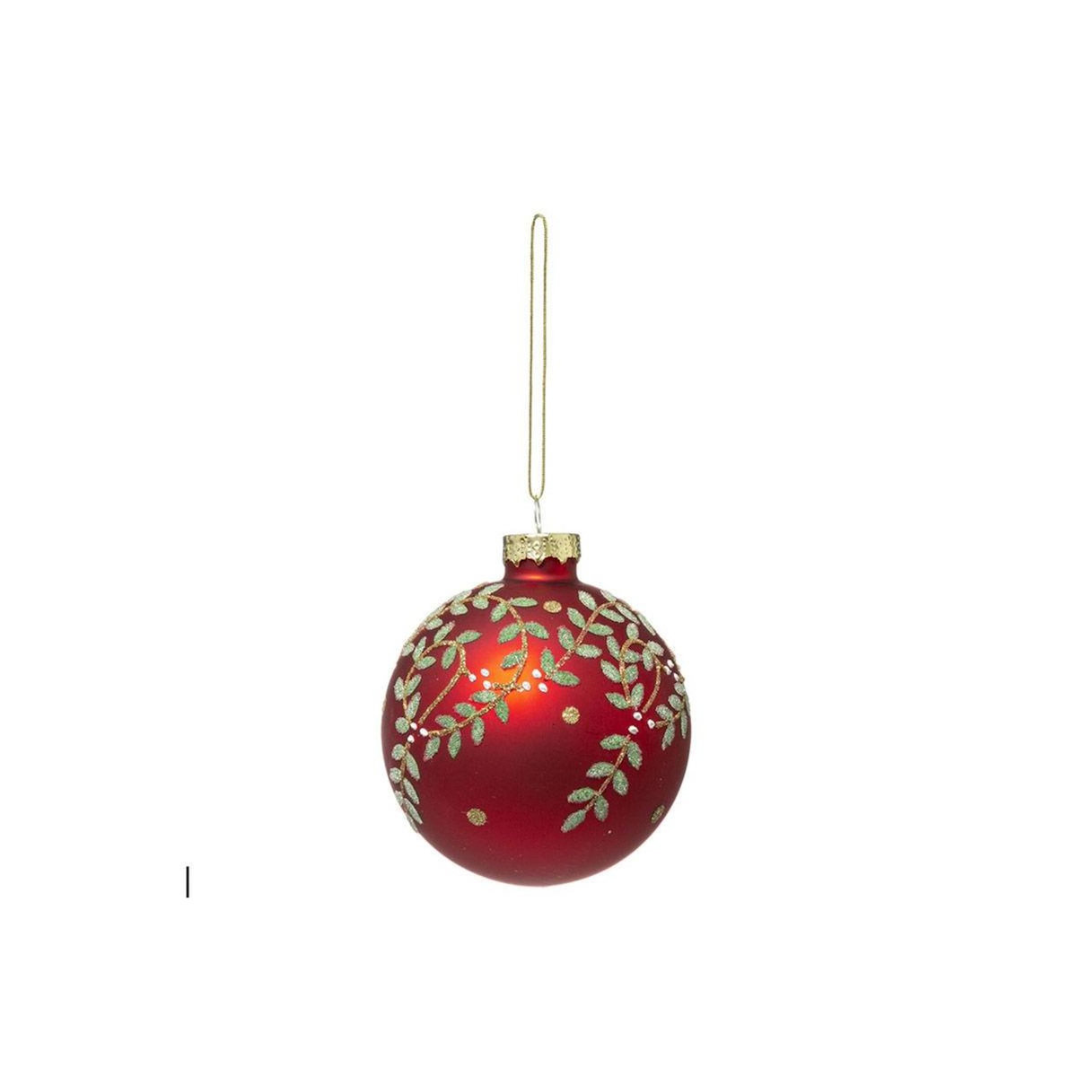 FEERIC LIGHT & CHRISTMAS Boule de Noël en Verre  Feuille  10cm Rouge