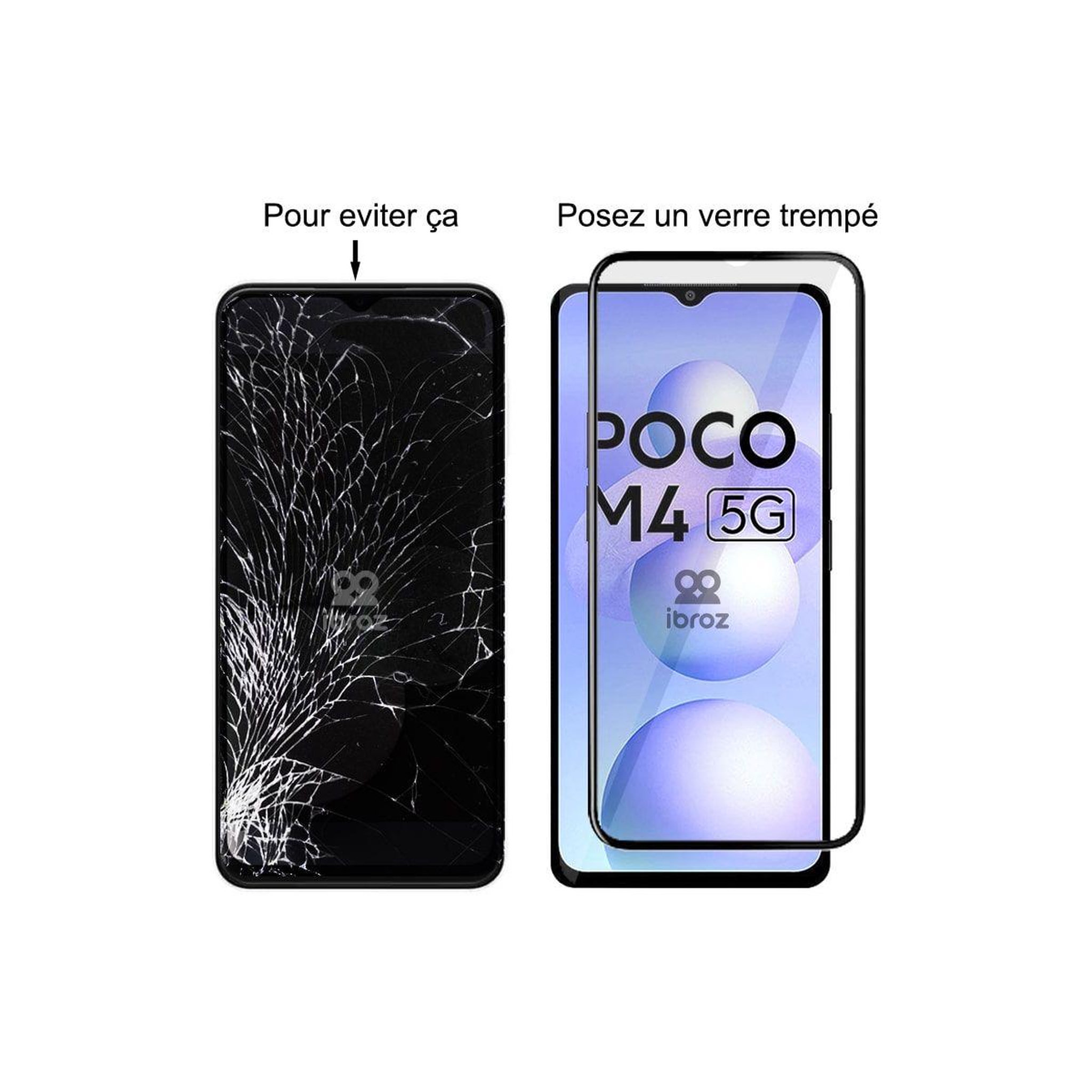 Voir la diapositive 2 : IBROZ Protège écran xiaomi poco m4 5g x3