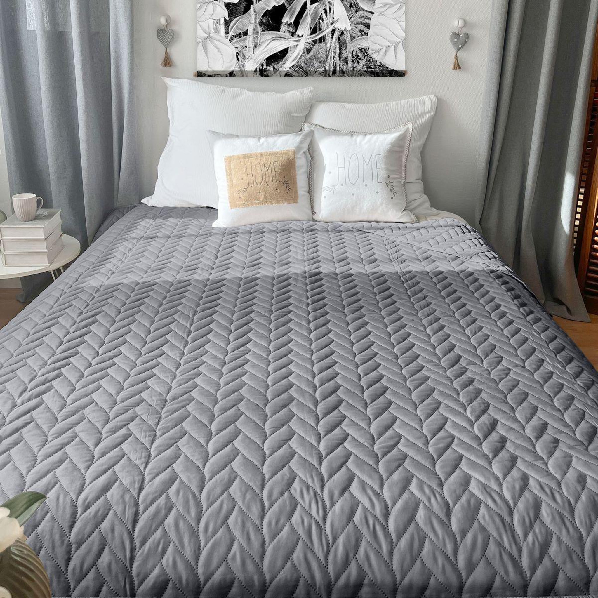 Voir la diapositive 4 : ENJOY HOME Couvre-lit en microfibre  tessa  220x240cm gris