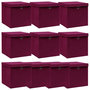 Voir la diapositive 1 : VIDAXL Boîtes de rangement 10 pcs Rouge fonce 32x32x32 cm Tissu
