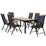 Voir la diapositive 1 : OUTSUNNY Ensemble table de jardin 6 personnes - chaises pliables inclinables accoudoirs - alu textilène noir plastique effet bois