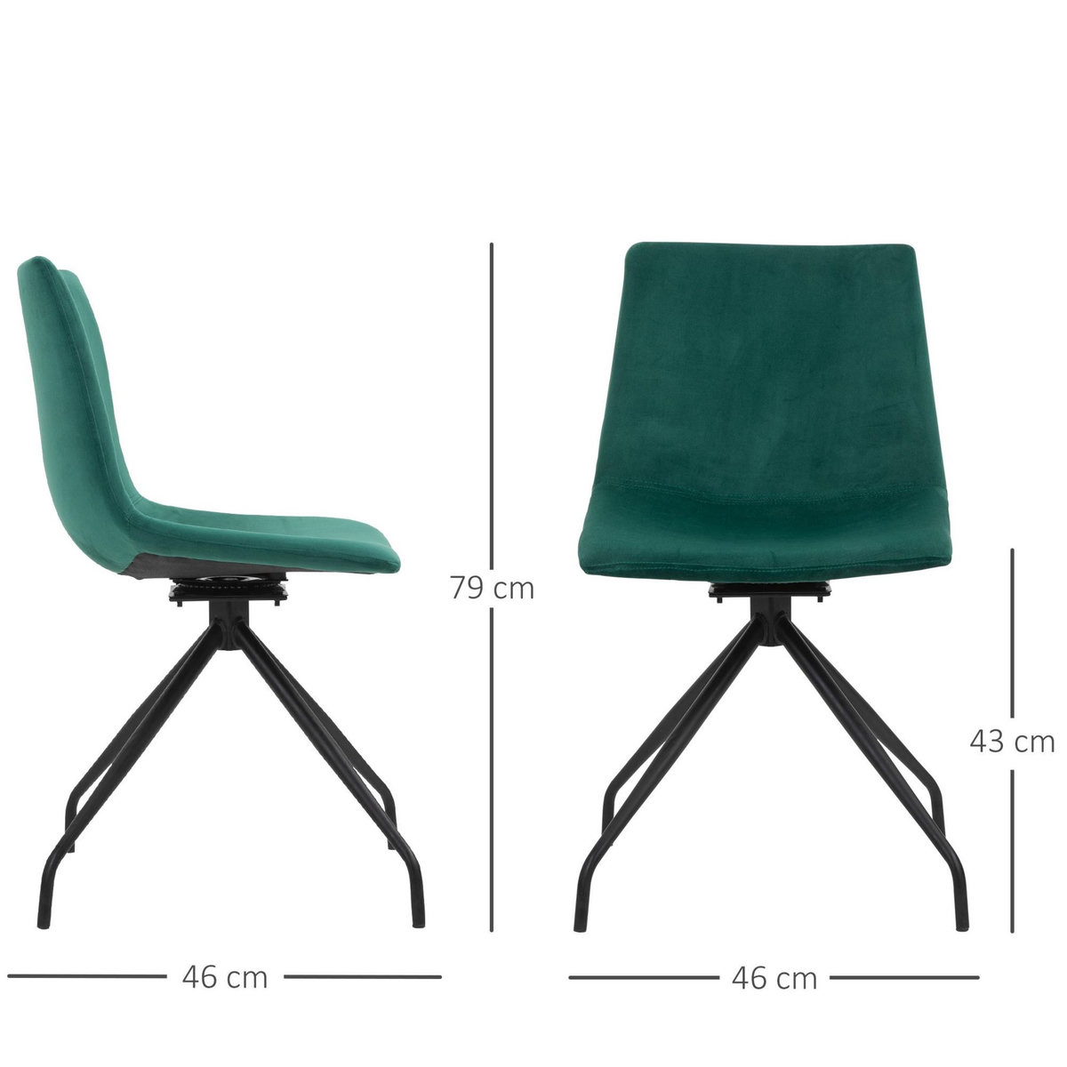 HOMCOM Chaise design pivotante 360° - chaise velours vert