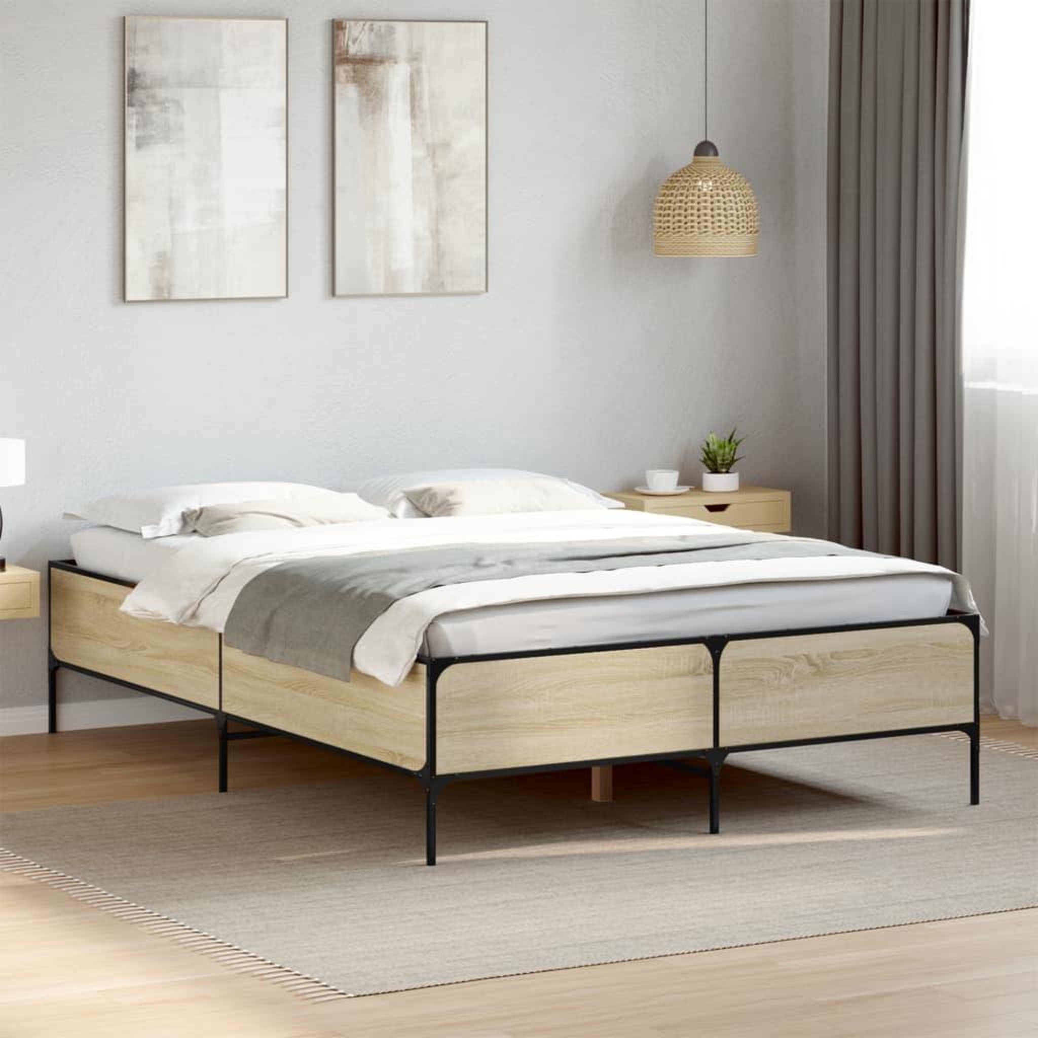 VIDAXL Cadre de lit sans matelas chene sonoma 150x200 cm