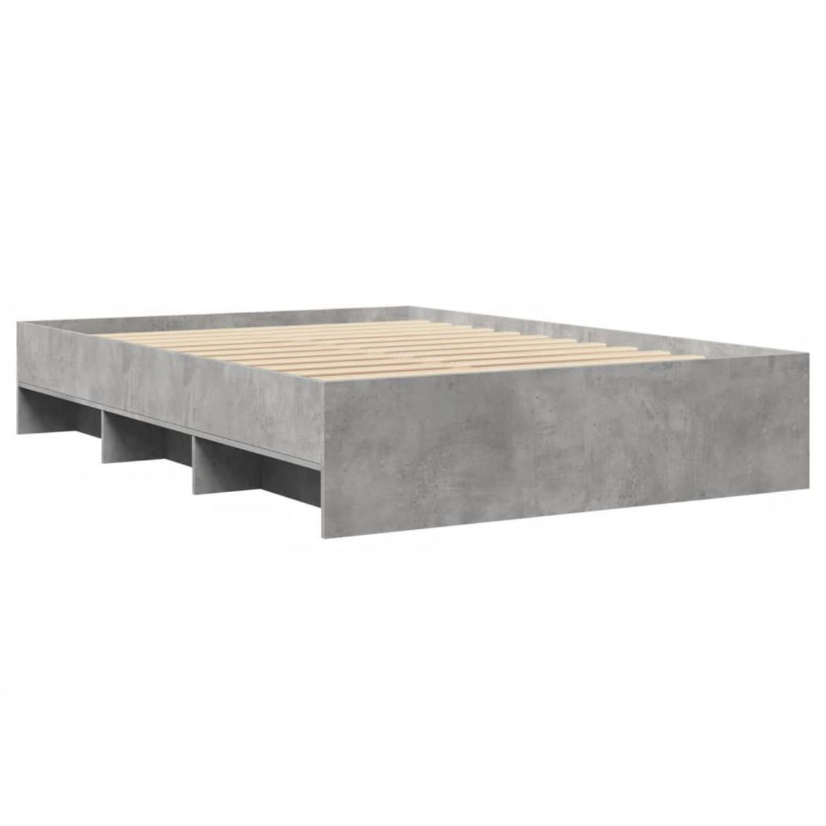 VIDAXL Cadre de lit sans matelas gris beton 135x190 cm bois ingenierie