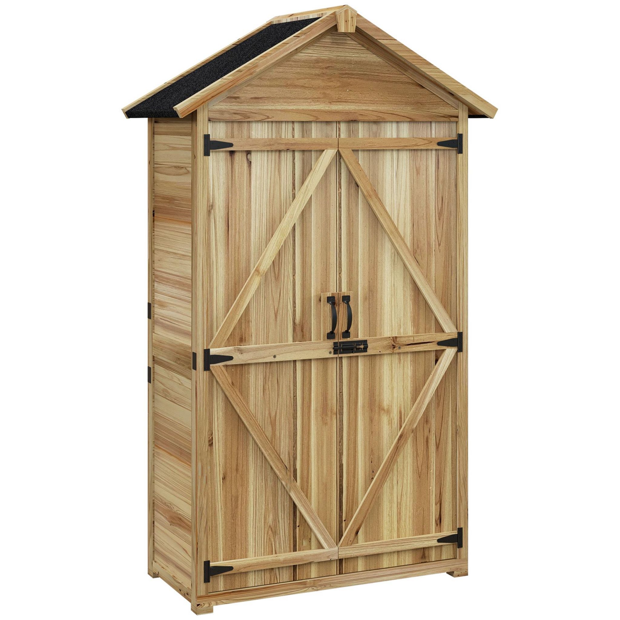 Abri De Jardin Outsunny Armoire De Jardin Double Porte étagère Et Toit Bitumé Relevable 74L X