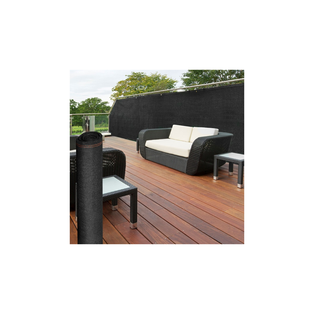 ID MARKET Brise vue renforcé 1 x 10 M noir 220 gr/m² luxe PRO