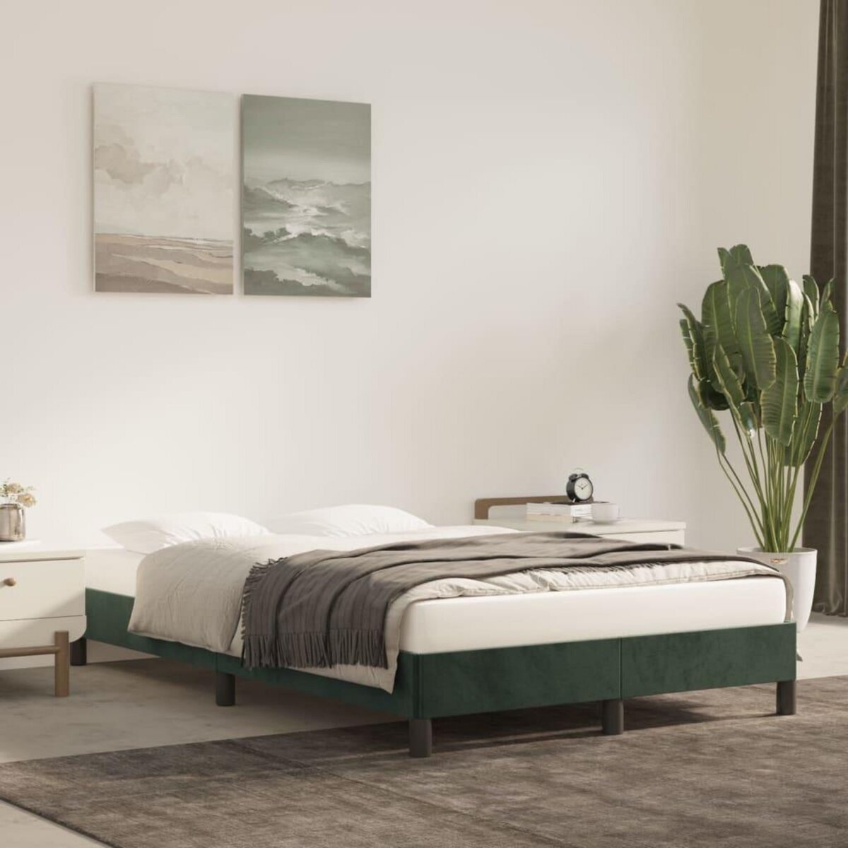 VIDAXL Cadre de lit sans matelas vert fonce 120x190 cm velours