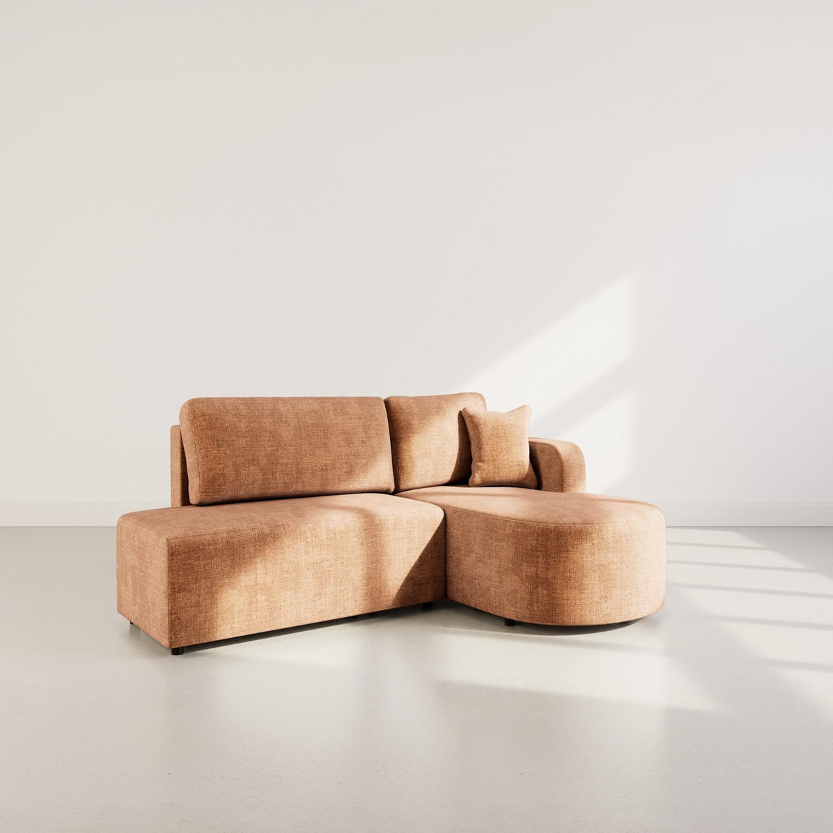 BEST MOBILIER Miro - canapé d'angle droit 4 places convertible avec coffre en velours texturé