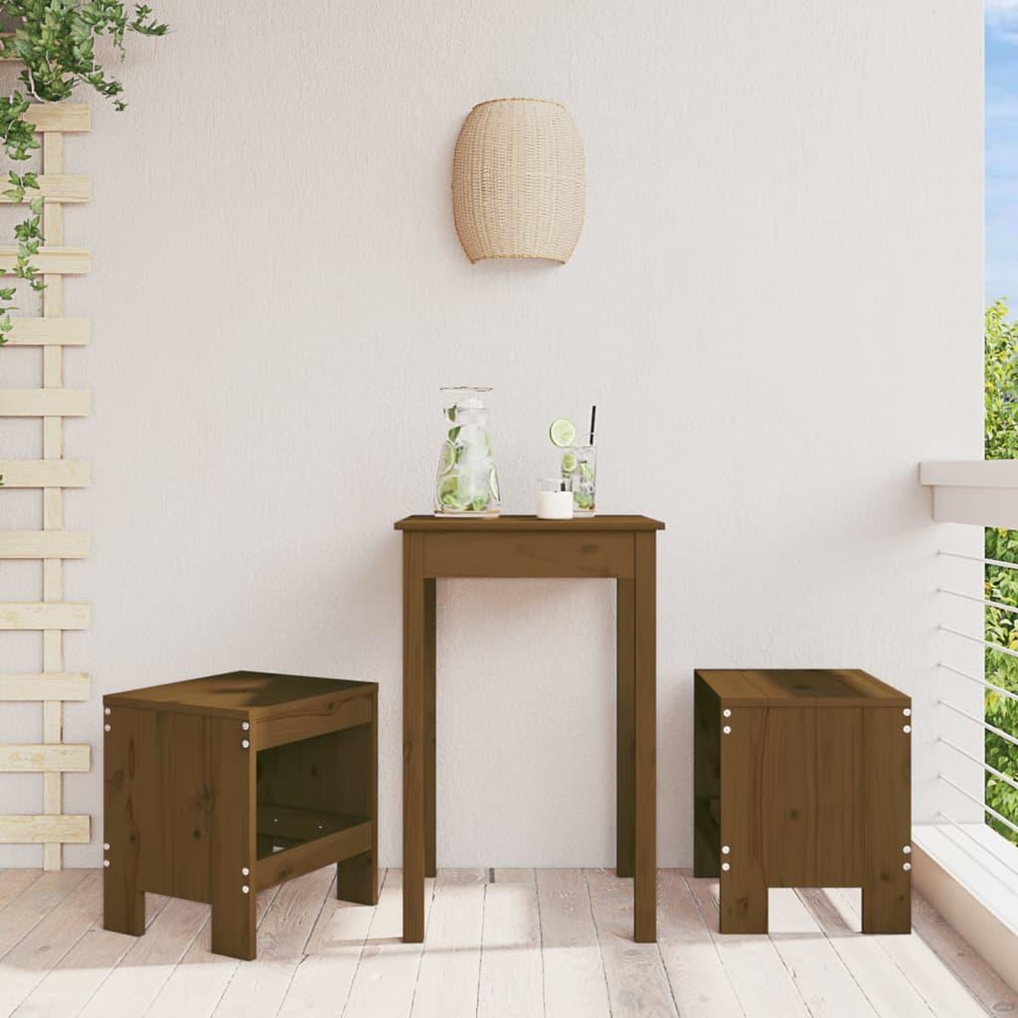VIDAXL Tabourets de jardin lot de 2 marron miel 40x36x45 cm pin massif