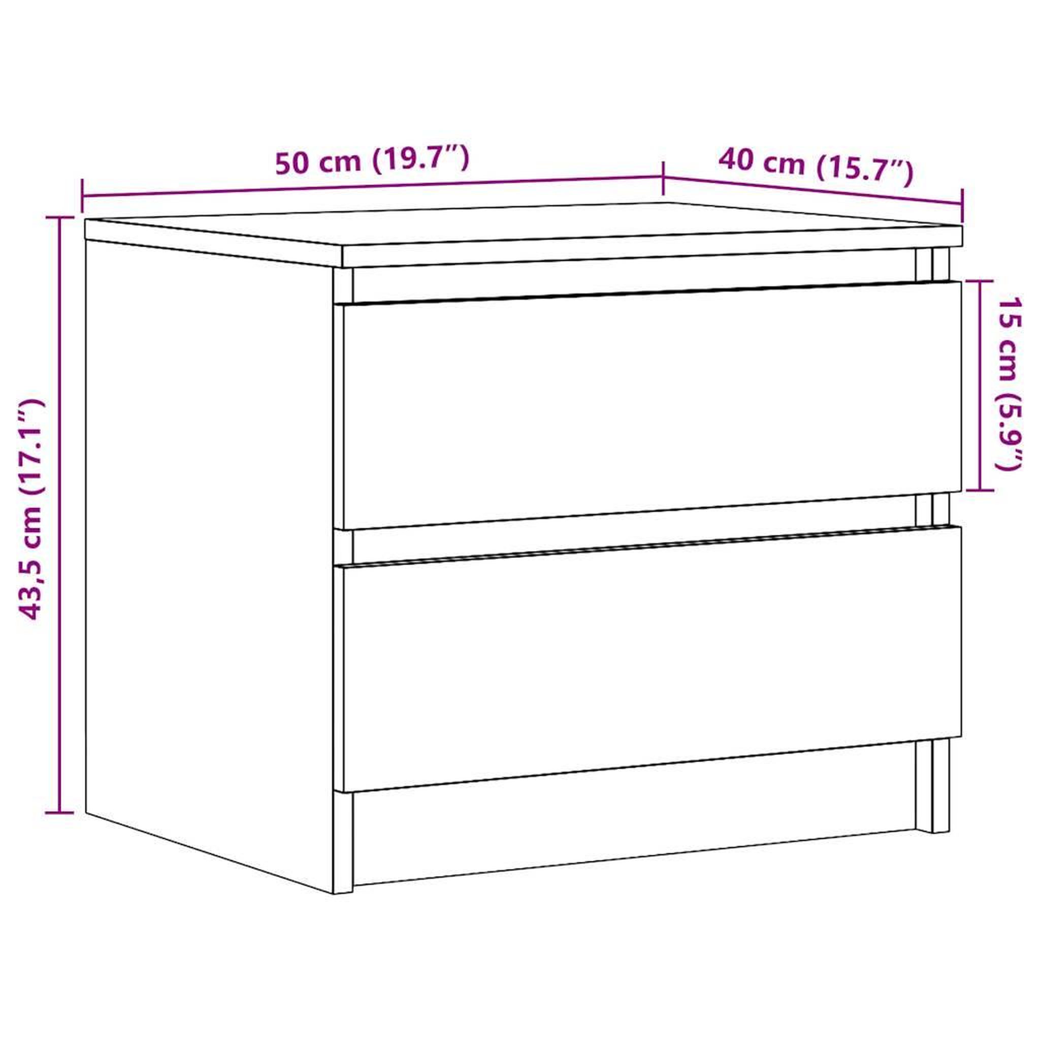 Voir la diapositive 6 : VIDAXL Table de chevet chene artisanal 50x40x43.5 cm bois d'ingenierie