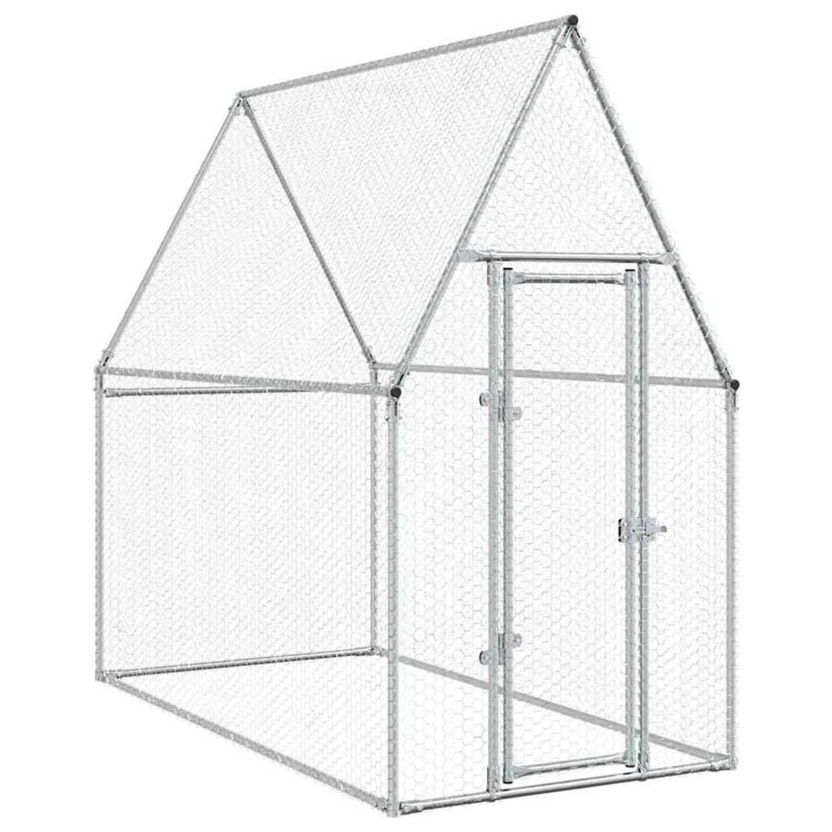 VIDAXL Cage pour poules argente 200x100x190 cm acier galvanise