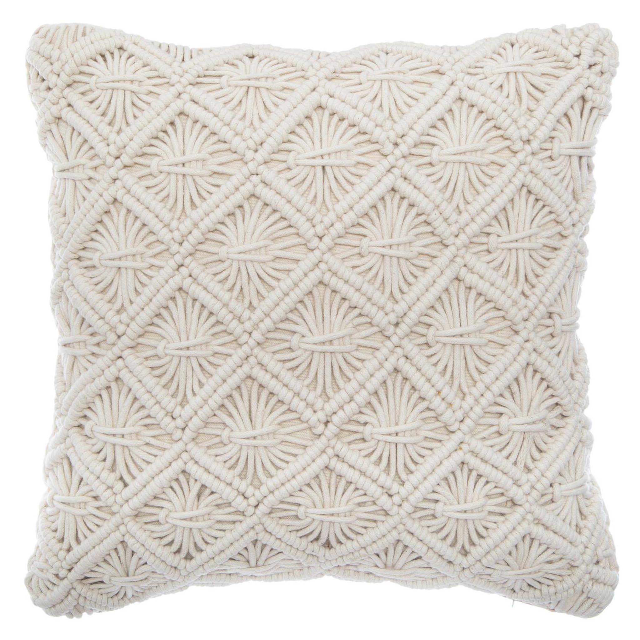 ATMOSPHERA Coussin design ethnique macramé eté indien - l. 40 x l. 40 cm - beige