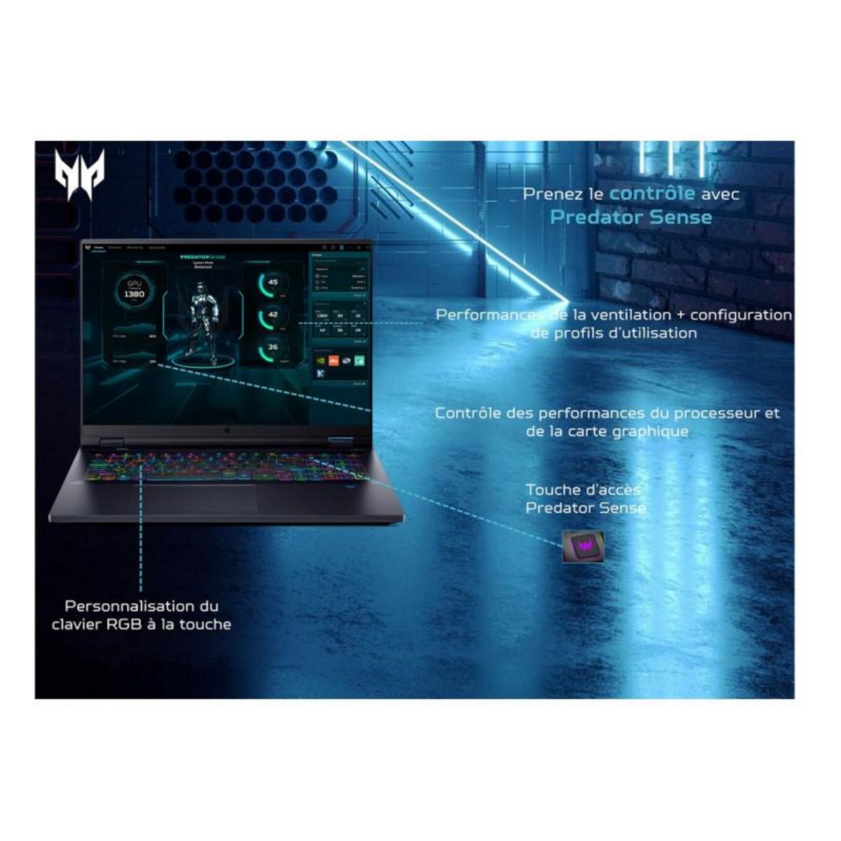 ACER PC portable Acer Gaming Predator Helios 18 PH18 72 944J 18 WQXGA 240Hz Intel Core i9 14900HX 32Go DDR5 1 To SSD GeForce RTX 40