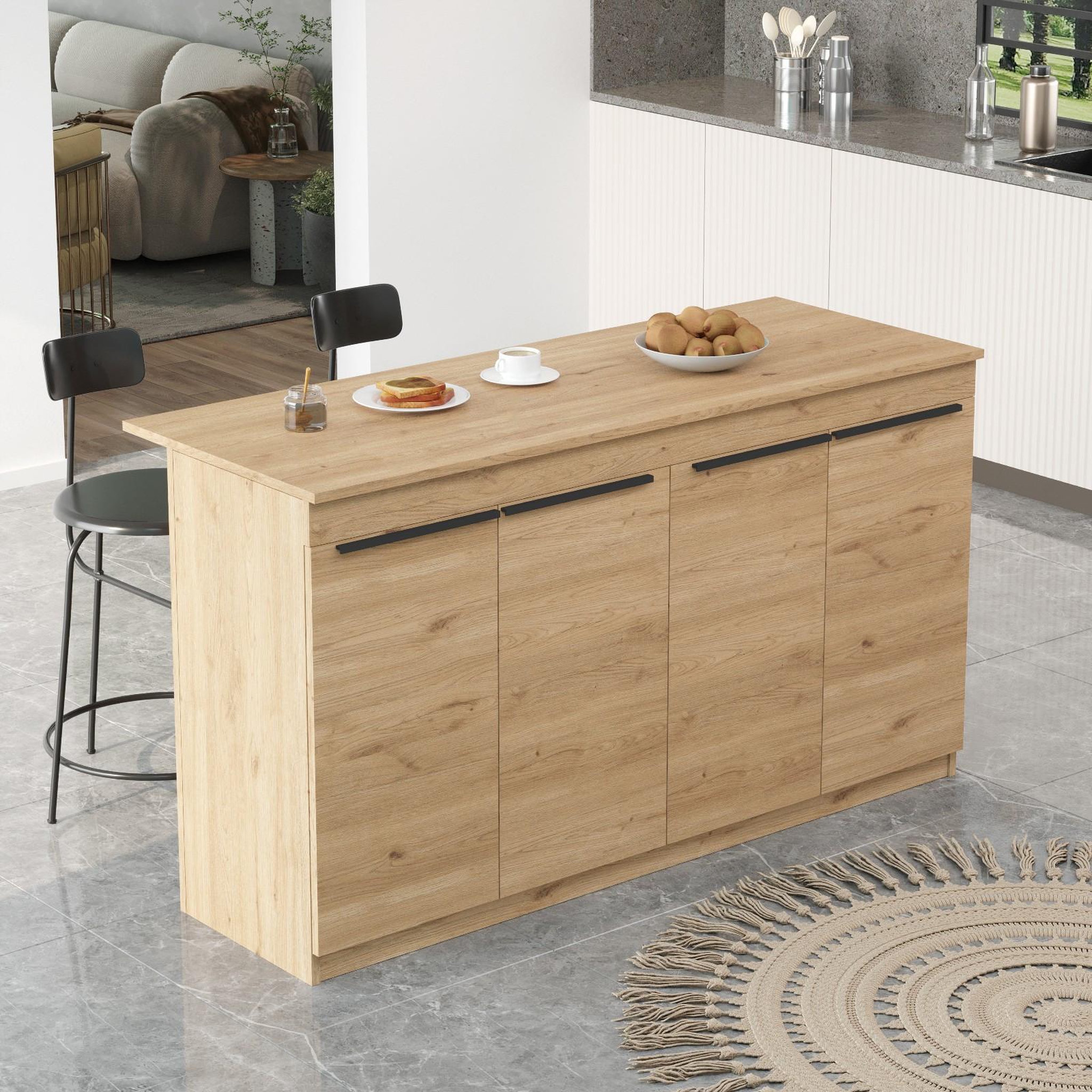 Voir la diapositive 2 : Habitat et Jardin Table de cuisine en bois  lark  - 160 x 60 x 90 cm - marron
