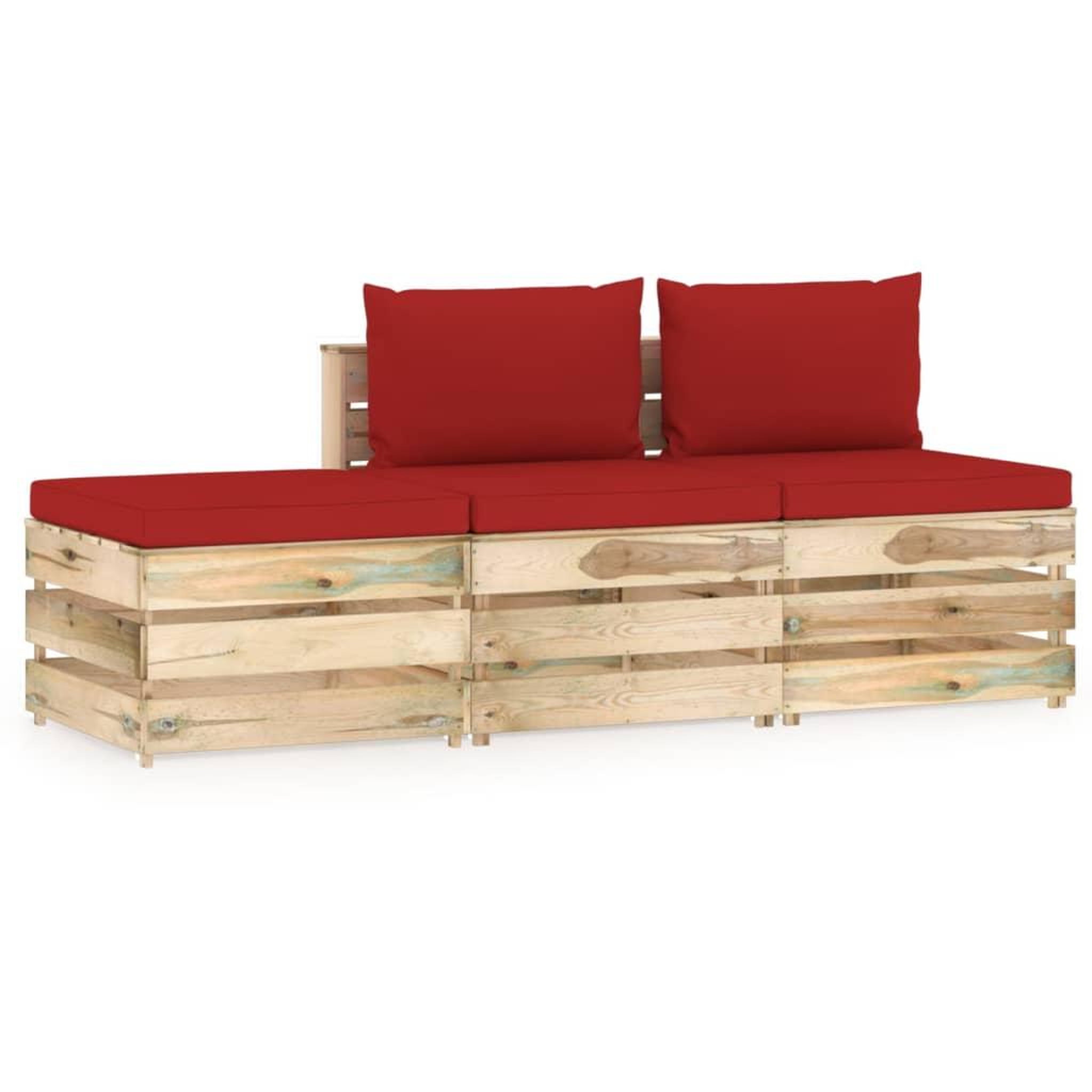 Voir la diapositive 1 : VIDAXL Salon de jardin 3 pcs avec coussins Bois impregne de vert