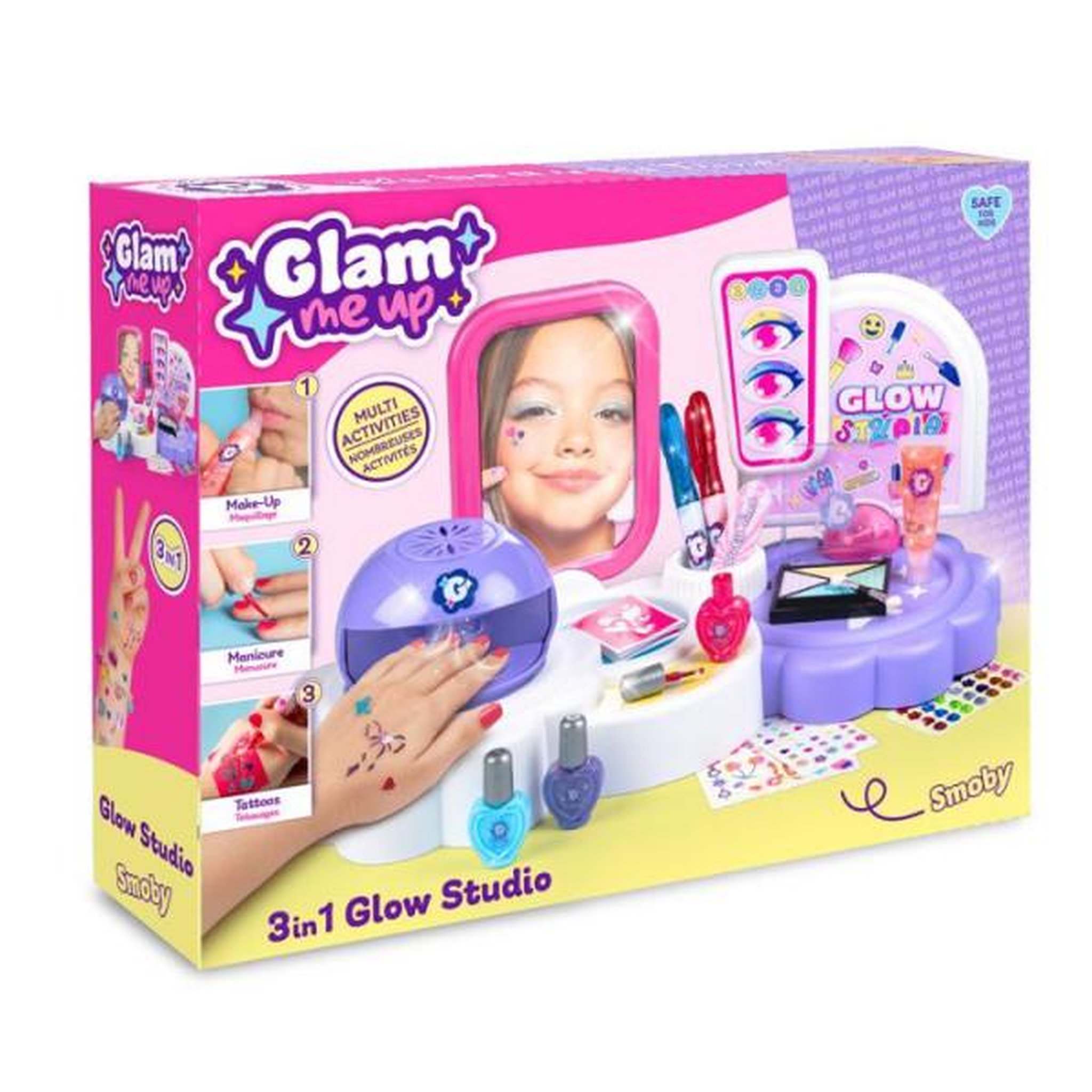 Voir la diapositive 6 : SMOBY Smoby - Glam Me Up 3 en 1 Glow Station - Studio Beauté Enfant - Manucure, Maquillage et Tatouages - Plus de 20 Accessoires - 6