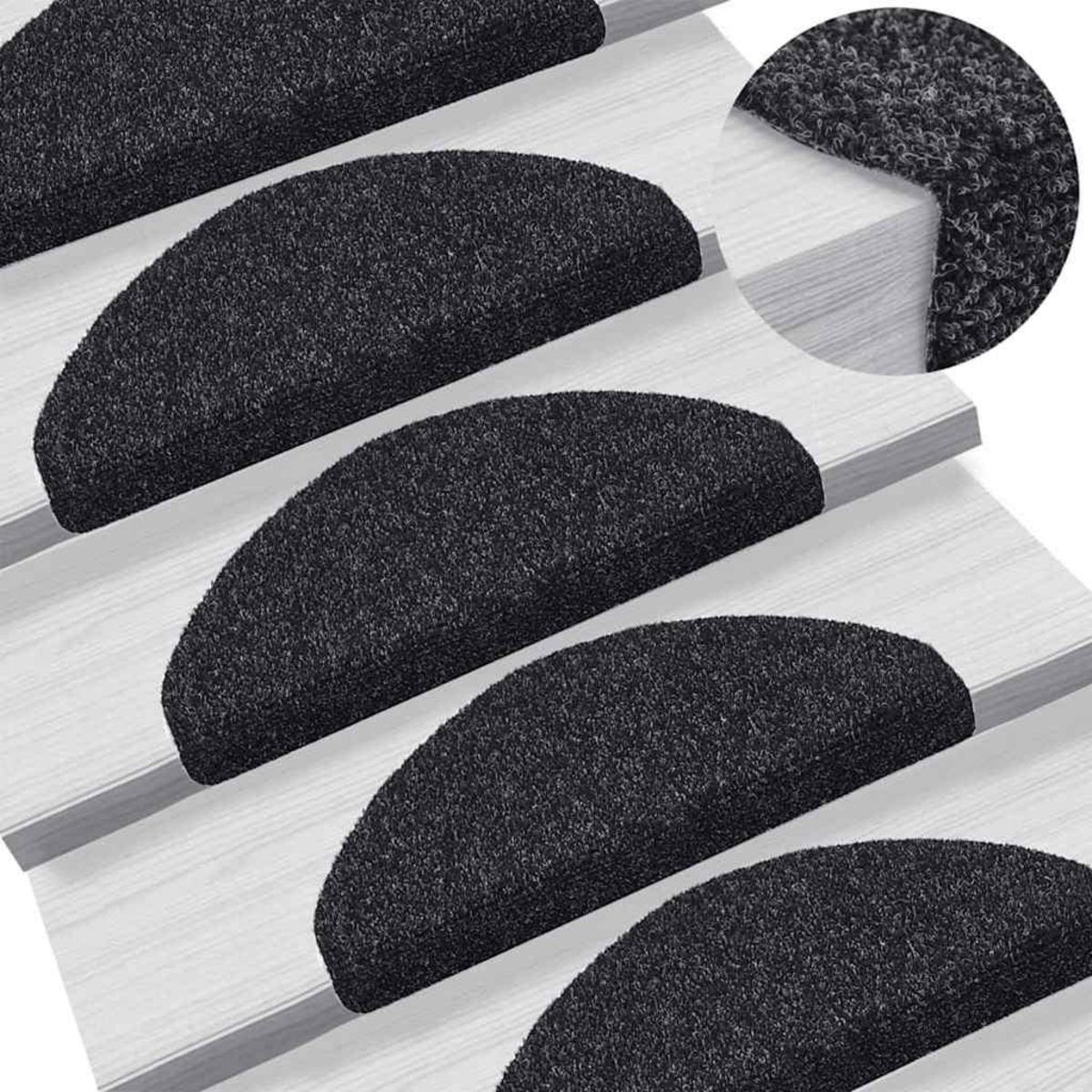 VIDAXL Tapis d'escalier autocollant 20 pcs noir 65x21x4 cm