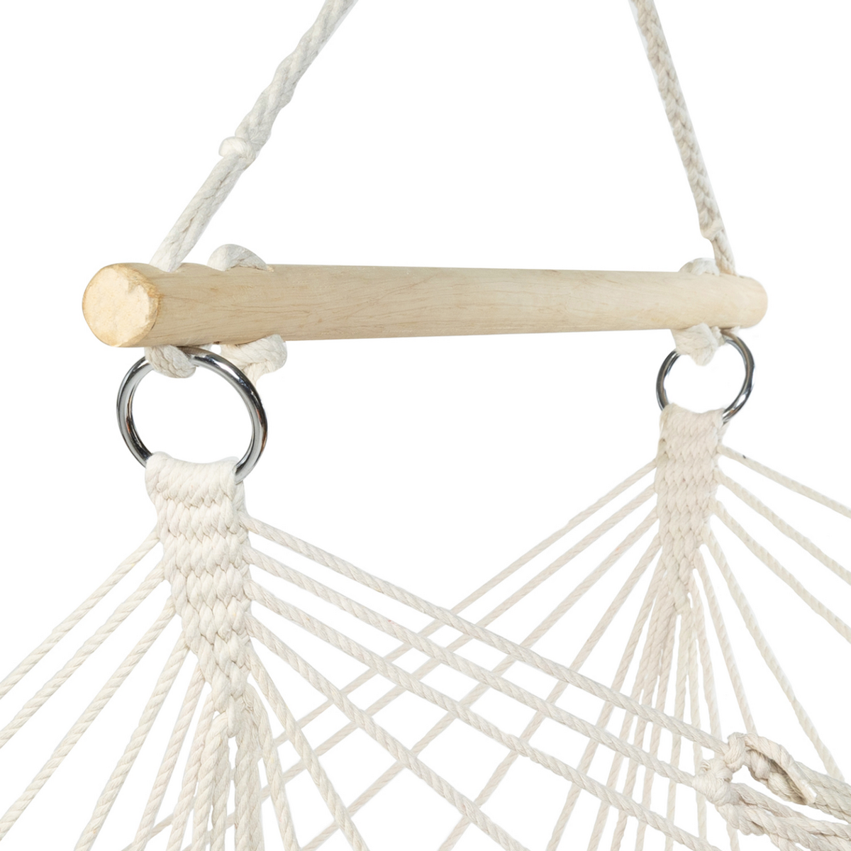 ID MARKET Fauteuil suspendu bohème 2 coussins écru design macramé