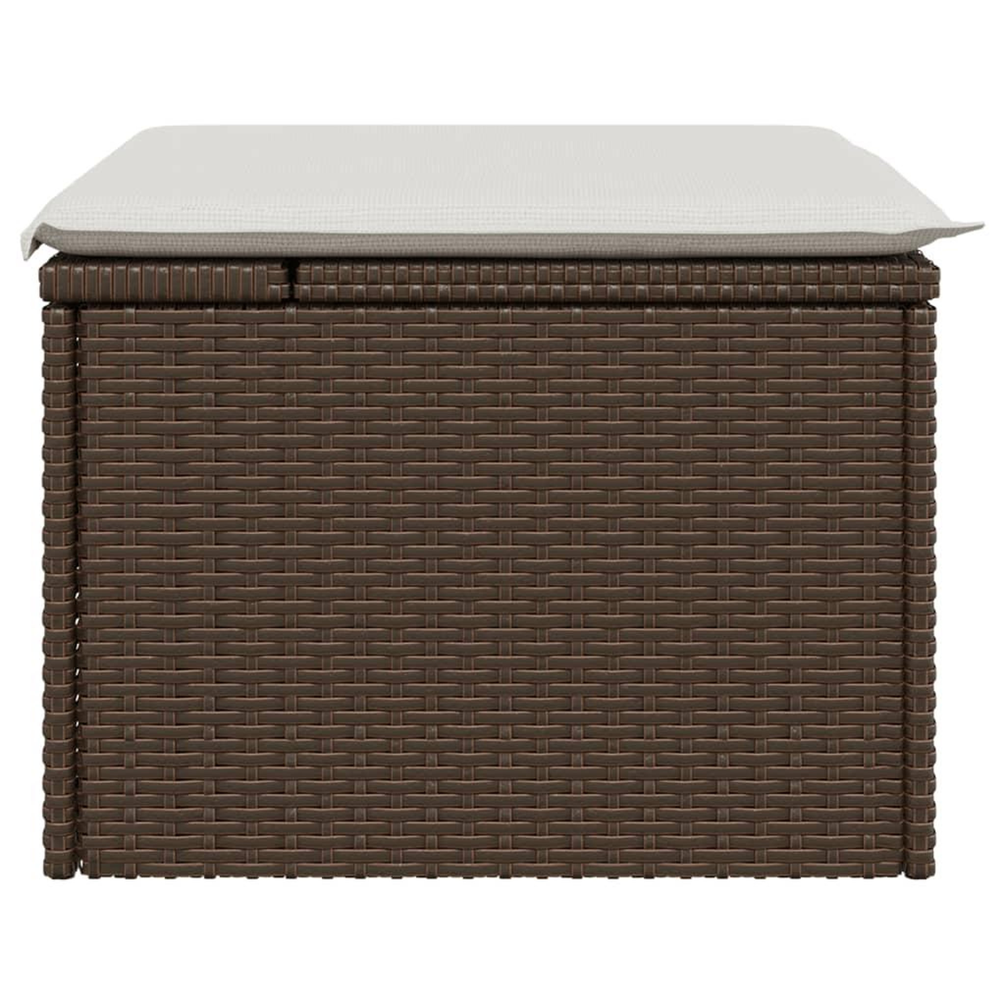 Voir la diapositive 5 : VIDAXL Tabouret de jardin avec coussin brun 55x55x37 cm resine tressee