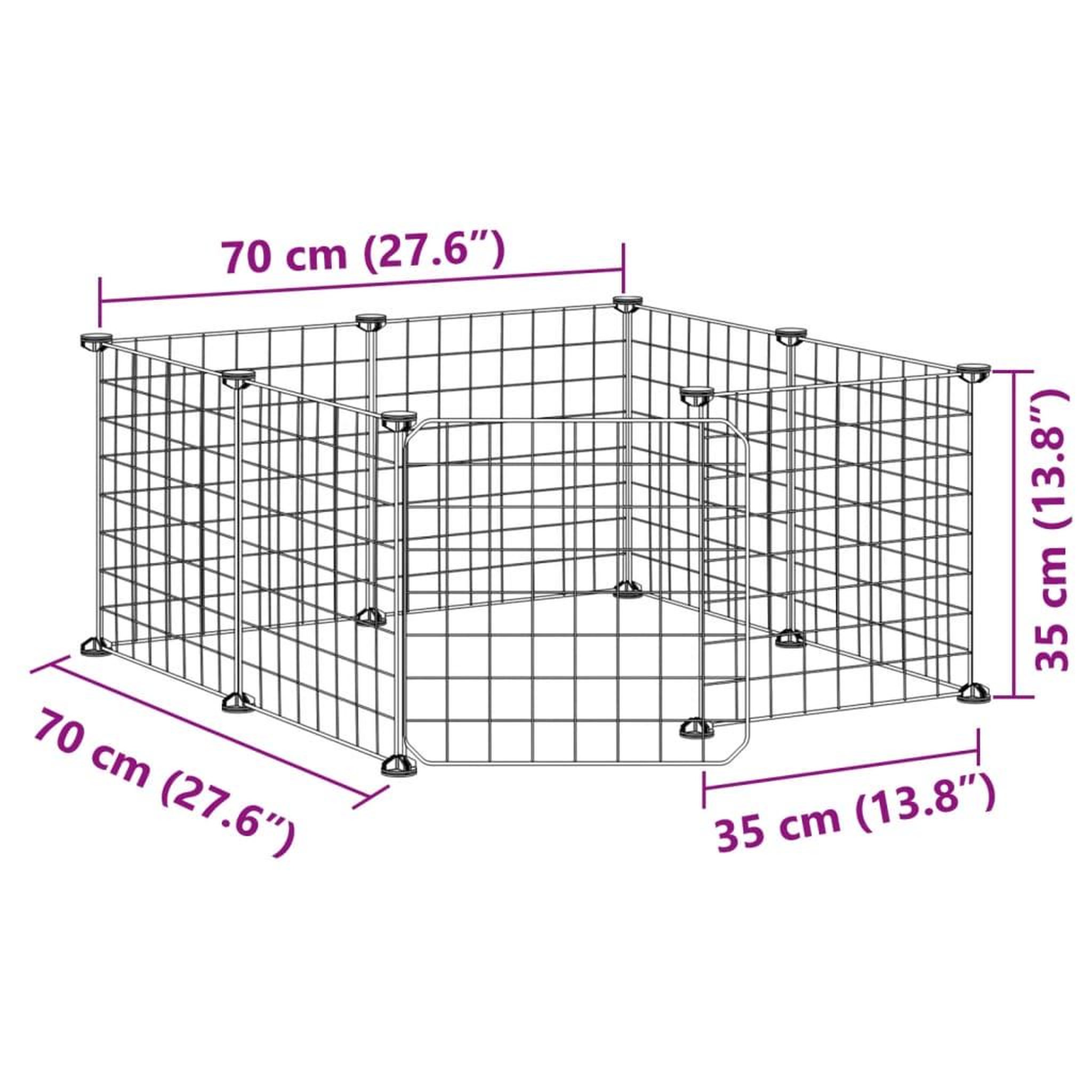 Voir la diapositive 6 : VIDAXL Cage animaux de compagnie a 8 panneaux et porte Noir 35x35 cm