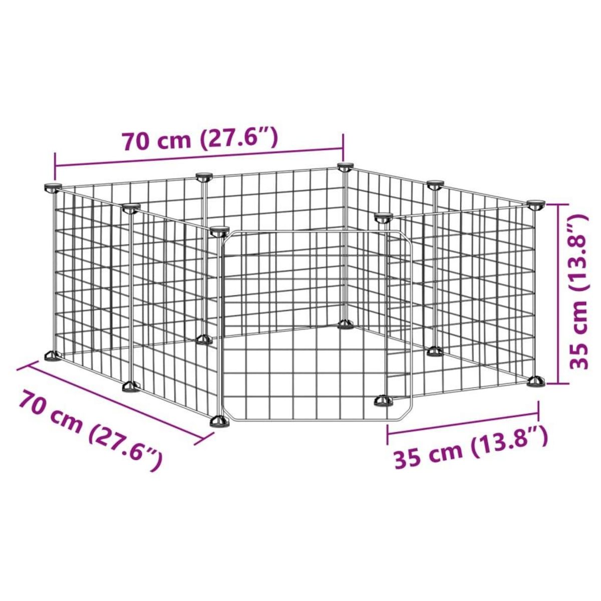 VIDAXL Cage animaux de compagnie a 8 panneaux et porte Noir 35x35 cm