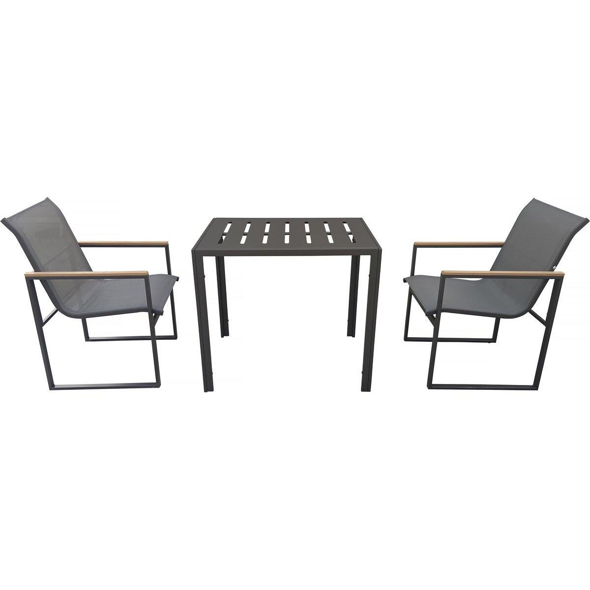 Habitat et Jardin Salon de jardin balcon  Liam  - 2 places - Marron/Gris